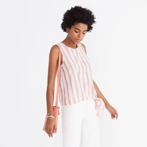 Madewell Side Tie‎ Sleeveless Tank Marcia Stripe Preppy Summer Womens XS